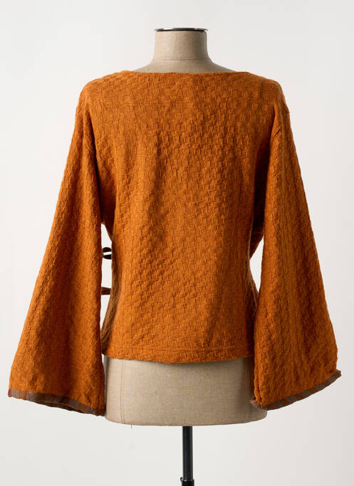 Gilet cache-cœur orange NID D'ABEILLE pour femme