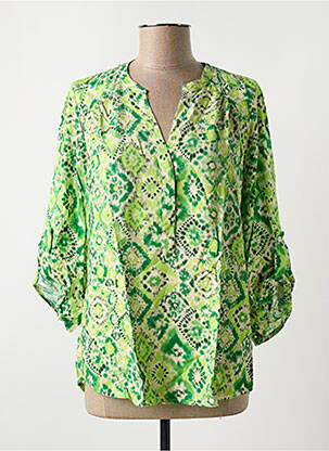 Blouse imprimé fantaisie manches 3/4 vert EMA BLUE'S femme