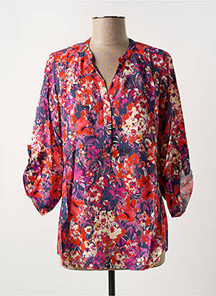 Blouse imprimé fantaisie manches 3/4 rouge EMA BLUE'S femme