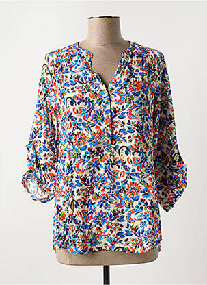 Blouse imprimé fantaisie manches 3/4 bleu EMA BLUE'S femme