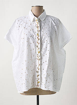 Chemisier coupe droite manches courtes blanc ANGE femme