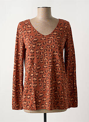 Pull coupe cintrée manches longues orange STUDIO PARISIEN femme