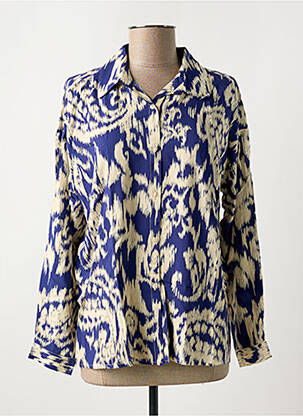 Chemisier imprimé fantaisie manches longues bleu EMA BLUE'S femme