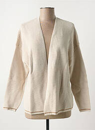 Gilet manches longues col v beige ANGE femme