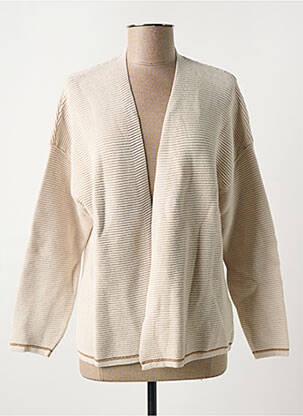 Gilet manches longues col v beige ANGE femme