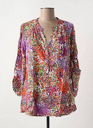 Blouse imprimé fantaisie manches 3/4 rouge EMA BLUE'S femme
