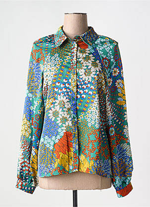 Chemisier imprimé fleurs manches longues vert MAMOUCHKA femme