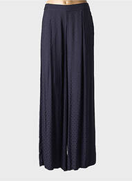 Pantalon large tissage popeline taille normale bleu IDANO femme