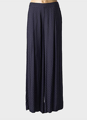 Pantalon large tissage popeline taille normale bleu IDANO femme