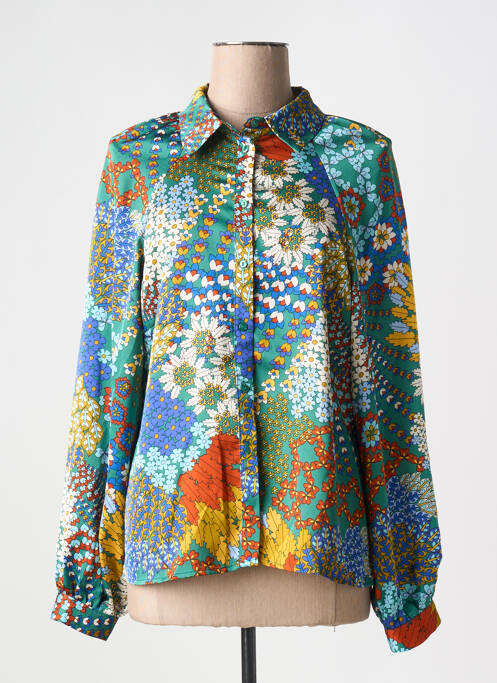 Chemisier imprimé fleurs manches longues vert MAMOUCHKA femme