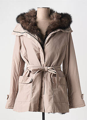 Parka manches longues a capuche beige MAX & MOI femme