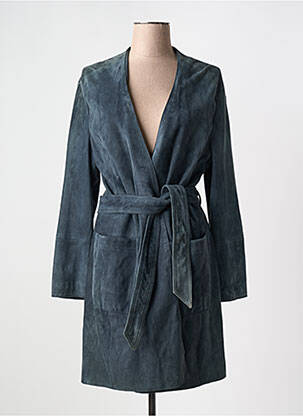 Manteau long coupe cintrée sans capuche bleu MAX MARA femme