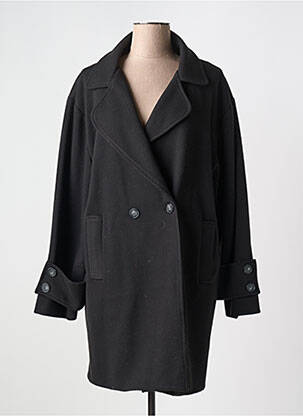 Manteau long coupe droite sans capuche noir KAKIE femme