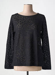 Top col rond manches longues noir MAJESTIC FILATURES femme