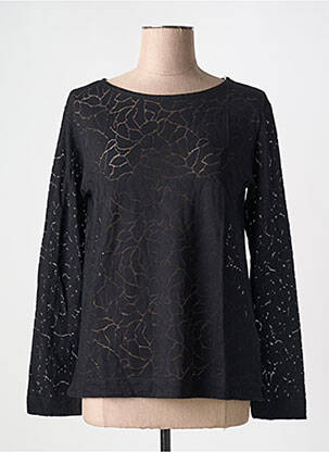 Top col rond manches longues noir MAJESTIC FILATURES femme