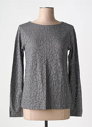 Top col rond manches longues gris MAJESTIC FILATURES femme