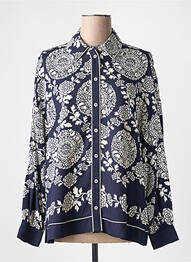 Chemisier imprimé fantaisie manches longues bleu IDANO femme