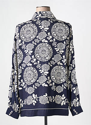 Chemisier imprimé fantaisie manches longues bleu IDANO femme