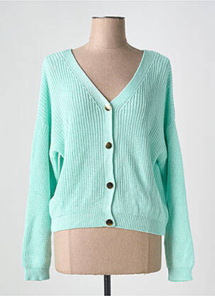 Gilet manches longues resserrée sur le bas vert ADN COLLECTION femme