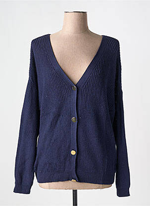 Gilet manches longues resserrée sur le bas bleu ADN COLLECTION femme