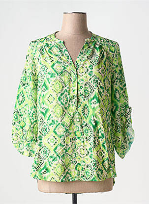 Blouse imprimé fantaisie manches 3/4 vert EMA BLUE'S femme