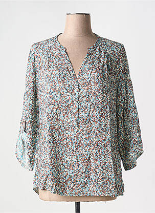 Blouse imprimé fantaisie manches 3/4 bleu EMA BLUE'S femme