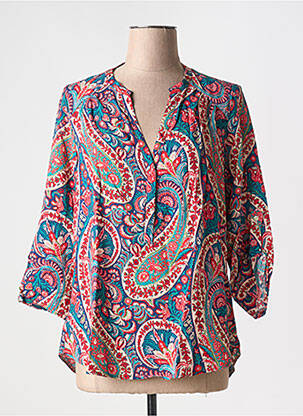 Blouse imprimé fantaisie manches 3/4 rouge EMA BLUE'S femme