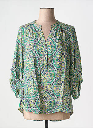 Blouse imprimé fantaisie manches 3/4 vert EMA BLUE'S femme