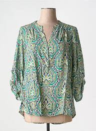 Blouse imprimé fantaisie manches 3/4 vert EMA BLUE'S femme