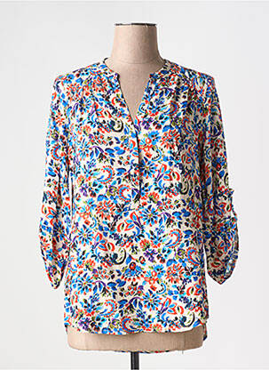 Blouse imprimé fantaisie manches 3/4 bleu EMA BLUE'S femme