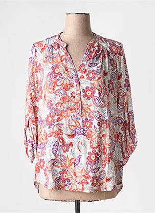 Blouse imprimé fantaisie manches 3/4 beige EMA BLUE'S femme