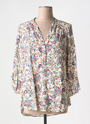 Blouse imprimé fantaisie manches 3/4 beige EMA BLUE'S femme