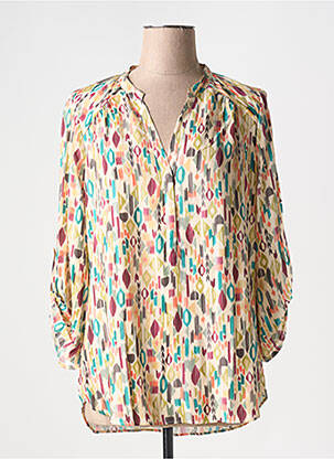 Blouse imprimé fantaisie manches 3/4 beige EMA BLUE'S femme