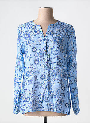 Blouse imprimé fantaisie manches longues bleu FREDA femme