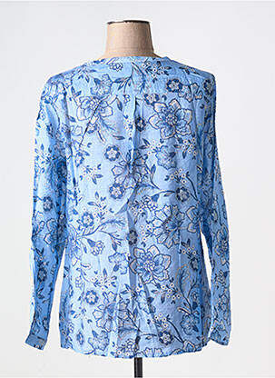 Blouse imprimé fantaisie manches longues bleu FREDA femme