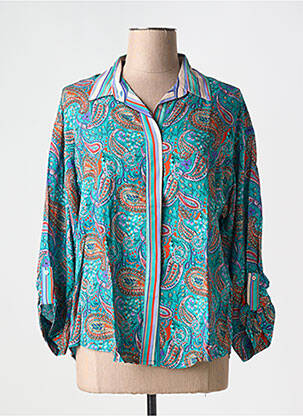 Chemisier imprimé fantaisie manches longues bleu EMA BLUE'S femme
