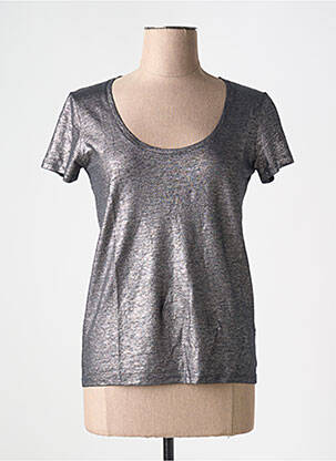 T-shirt stretch manches courtes gris MAJESTIC FILATURES femme