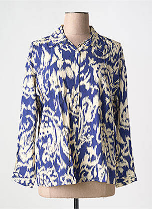 Chemisier imprimé fantaisie manches longues bleu EMA BLUE'S femme