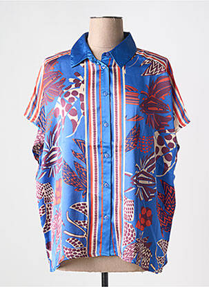Chemisier manches courtes manches courtes bleu ANGE femme
