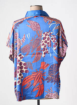 Chemisier imprimé fantaisie manches courtes bleu ANGE femme