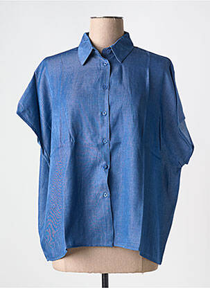 Chemisier coupe droite manches courtes bleu ANGE femme