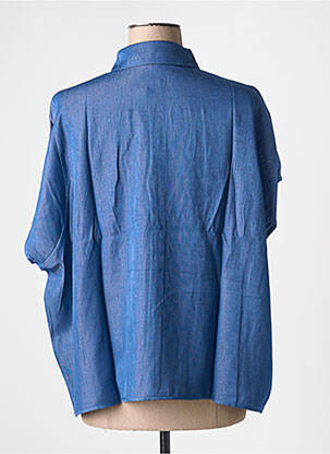 Chemisier coupe droite manches courtes bleu ANGE femme