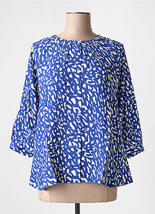 Chemisier tissage crêpe manches 3/4 bleu ANGE femme