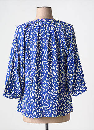 Chemisier tissage crêpe manches 3/4 bleu ANGE femme