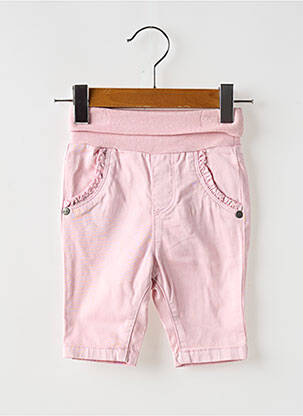 Pantalon slim tissage popeline taille élastique rose STEIFF fille