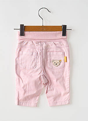 Pantalon slim tissage popeline taille élastique rose STEIFF fille
