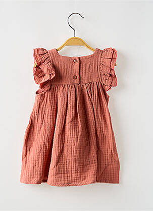Robe mi-longue col carré manches courtes marron BB AND CO fille