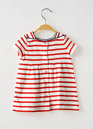 Robe mi-longue manches courtes manches courtes blanc PETIT BATEAU fille