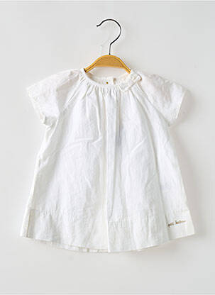 Robe courte manches courtes manches courtes blanc PETIT BATEAU fille