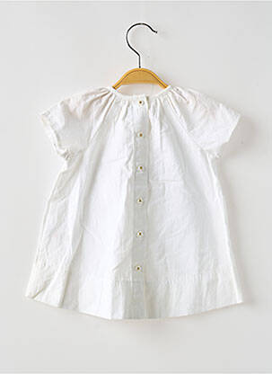 Robe courte manches courtes manches courtes blanc PETIT BATEAU fille